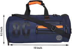 Emmcraz Blue & Orange Duffle Gym Bag Combo (4-in-1 includes Shaker, Gym Gloves, and Wristband)