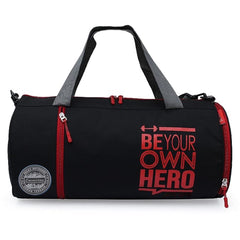 Emmcraz Be Your Own Hero Red Duffel Bag Combo (4-in-1 includes Shaker, Gym Gloves, and Wristband)