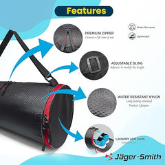 Emmcraz SWEAT gym bag Combo with Extra Shoe Compartment (4-in-1 includes Shaker, Gym Gloves, and Wristband)