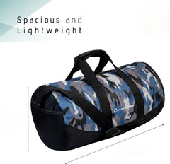 Emmcraz Blue Army Pattern Gym Bag Combo (4-in-1 includes Shaker, Gym Gloves, and Wristband)